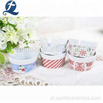 Cerâmica de impressão personalizada copo de bolo cerâmica Ramekin Ramekin